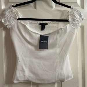 White ruffled crop top